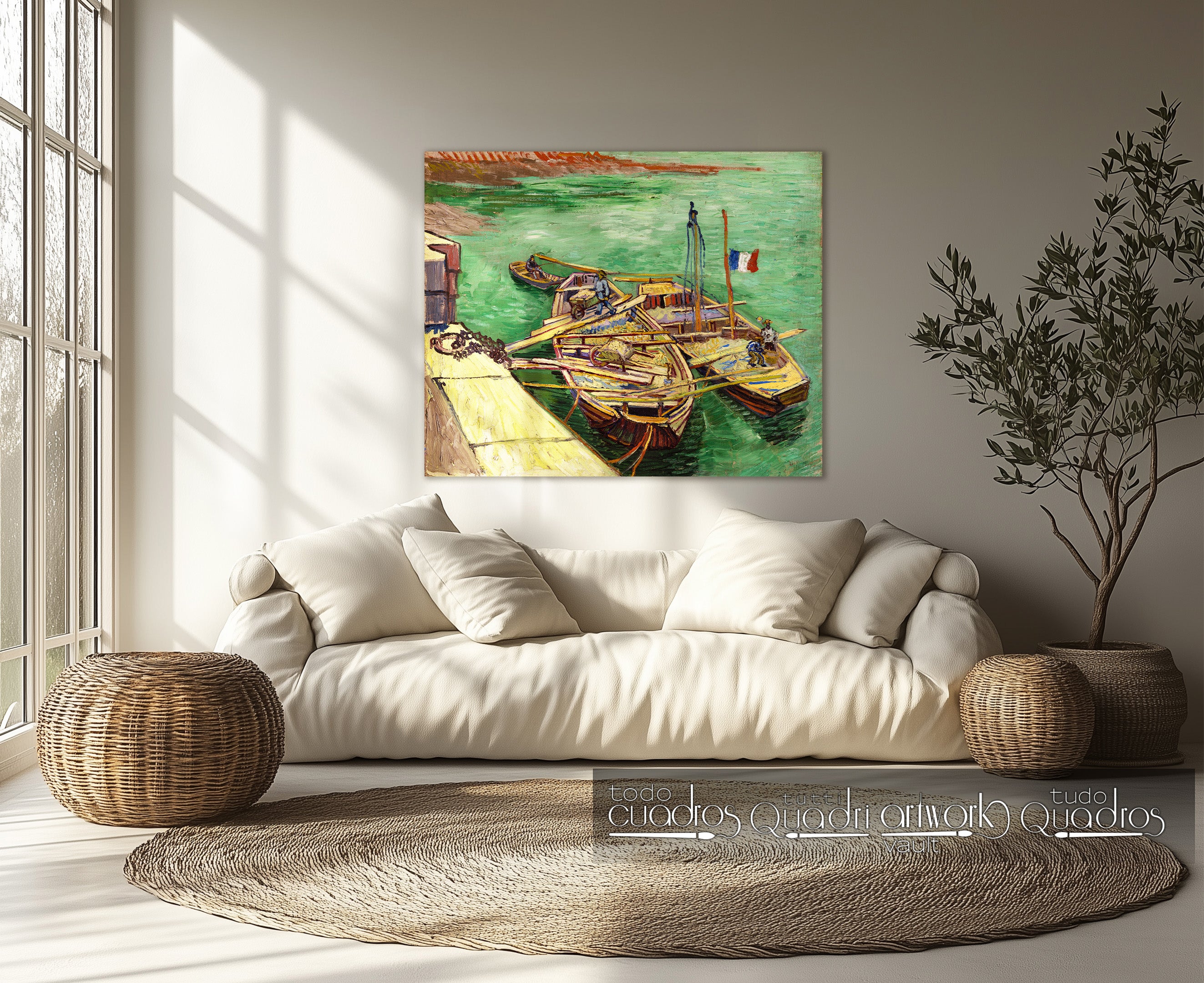 Quay with Men Unloading Sand Barges, Van Gogh