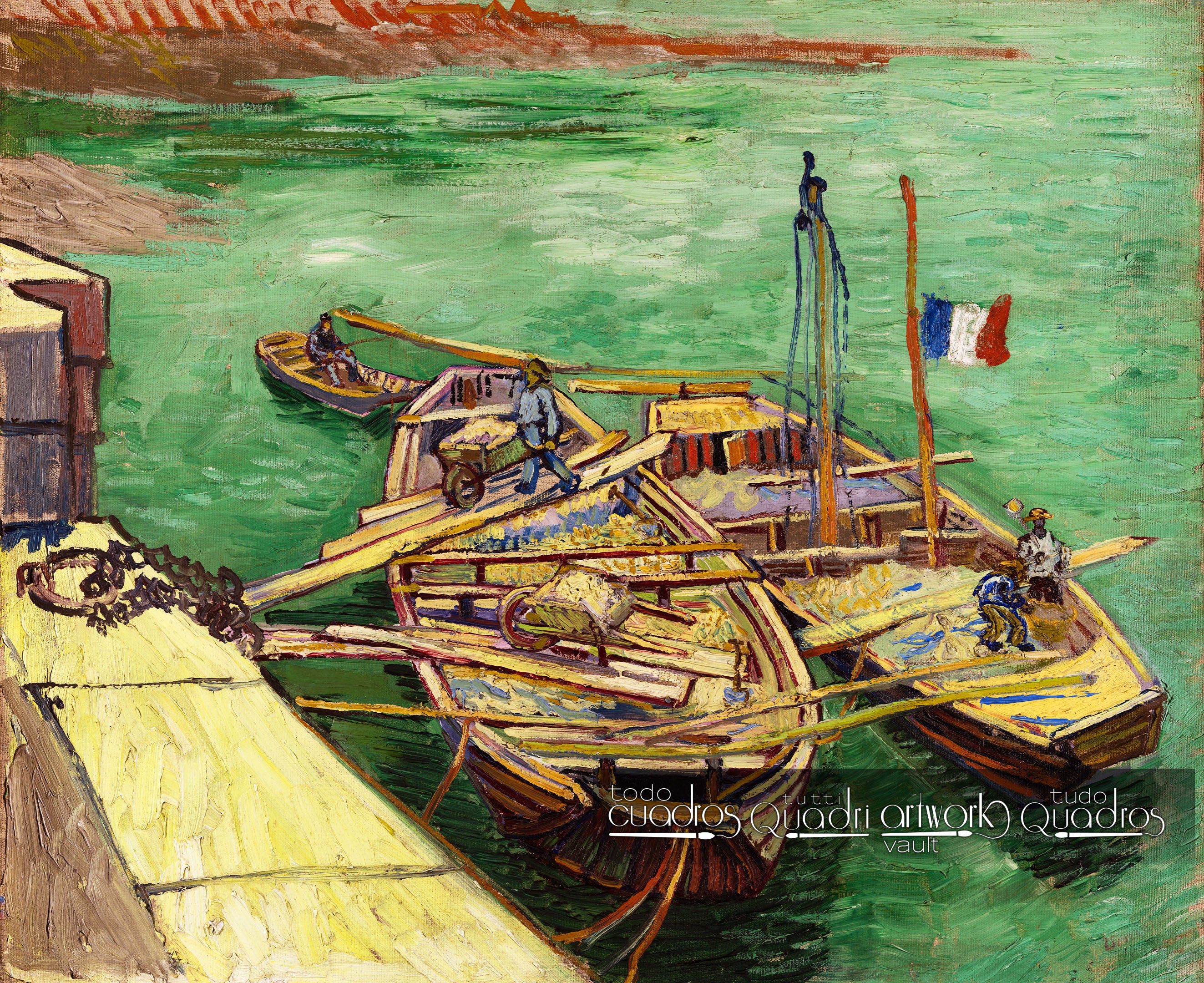 Quay with Men Unloading Sand Barges, Van Gogh