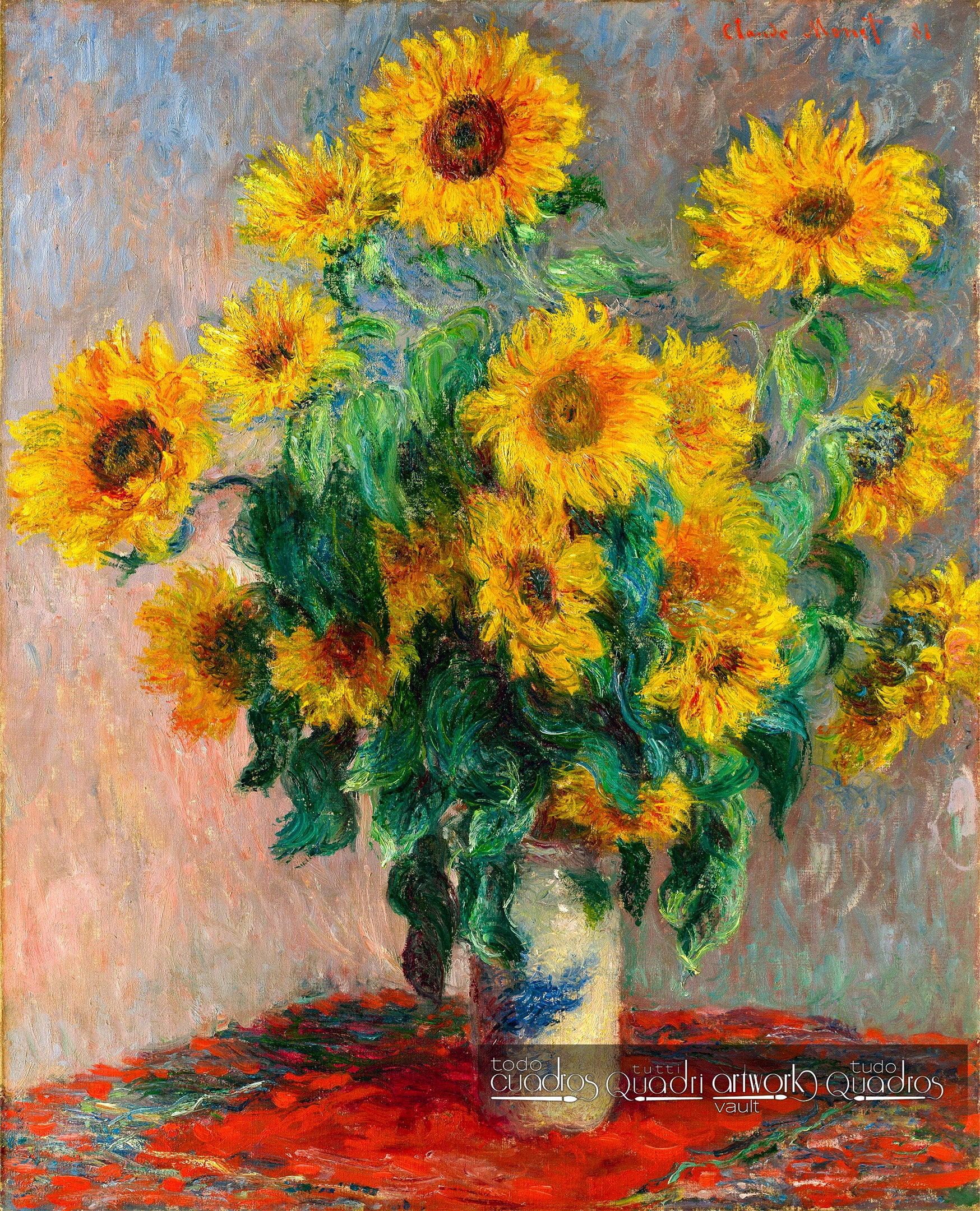 油彩画 Claude Monet 額装品 Bouquet of Sunflowers