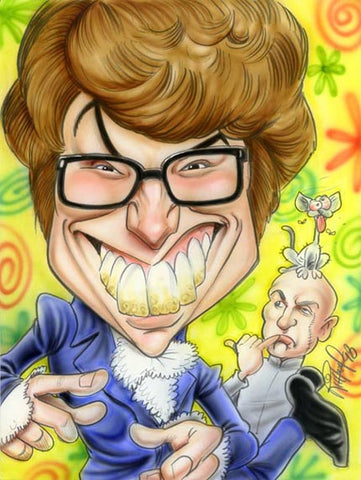 Comical portrait of actor Mike Myers.