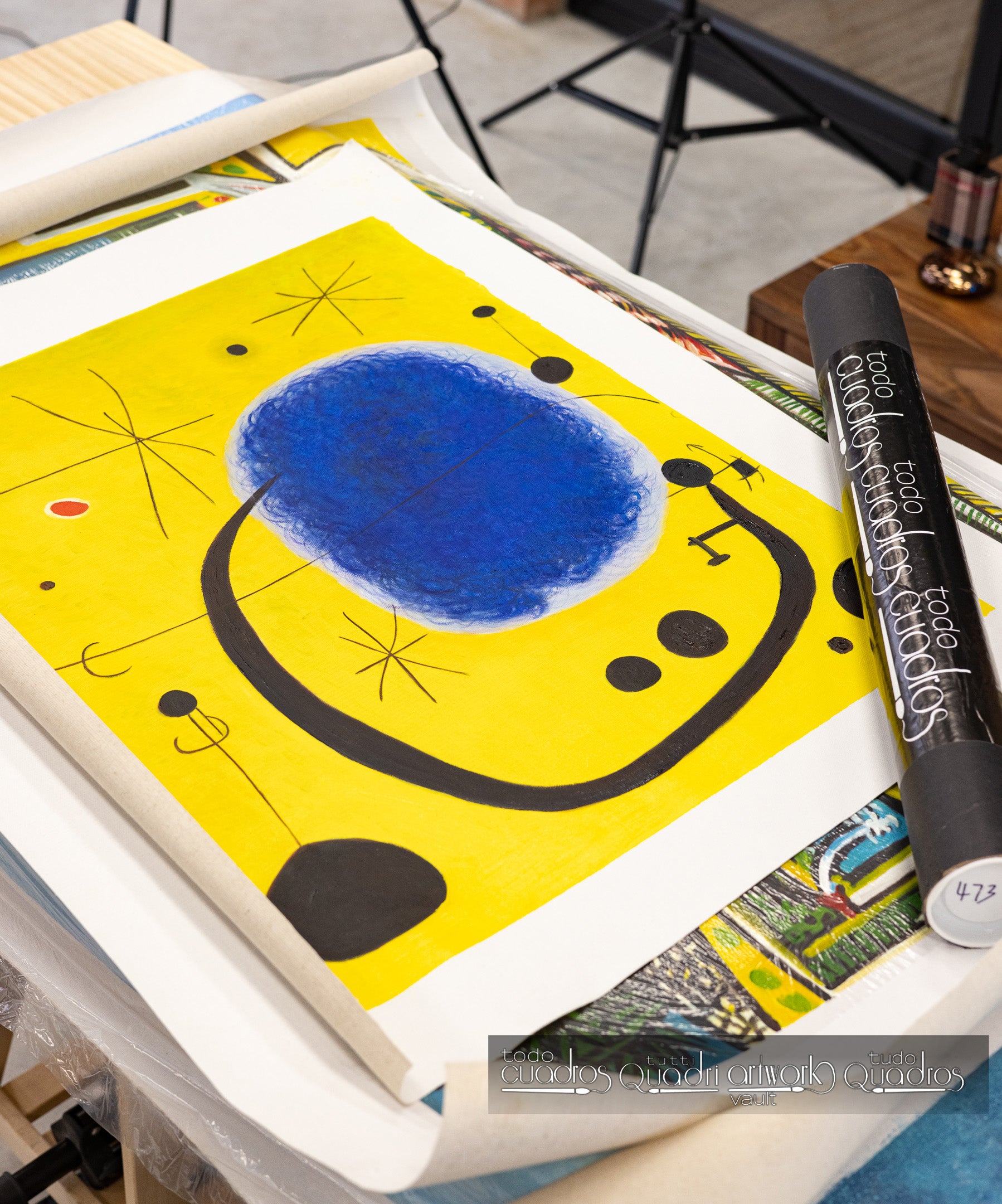 The Gold of the Azure by Miró, painting of strong colors.